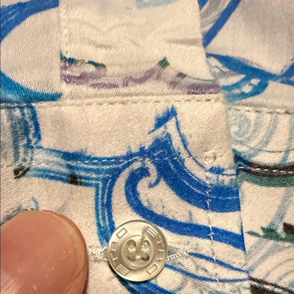 Etro Blue and White Paisley Men's Shirt Made in Italy - Picture 4 of 6